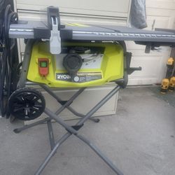 15 Amp 10 in. Expanded Capacity Portable Corded Table Saw With Rolling Stand by RYOBI 