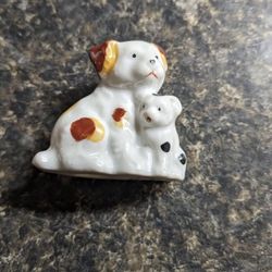 Spaniel Dog And Puppy Gloss In Occupied Japan Figurine