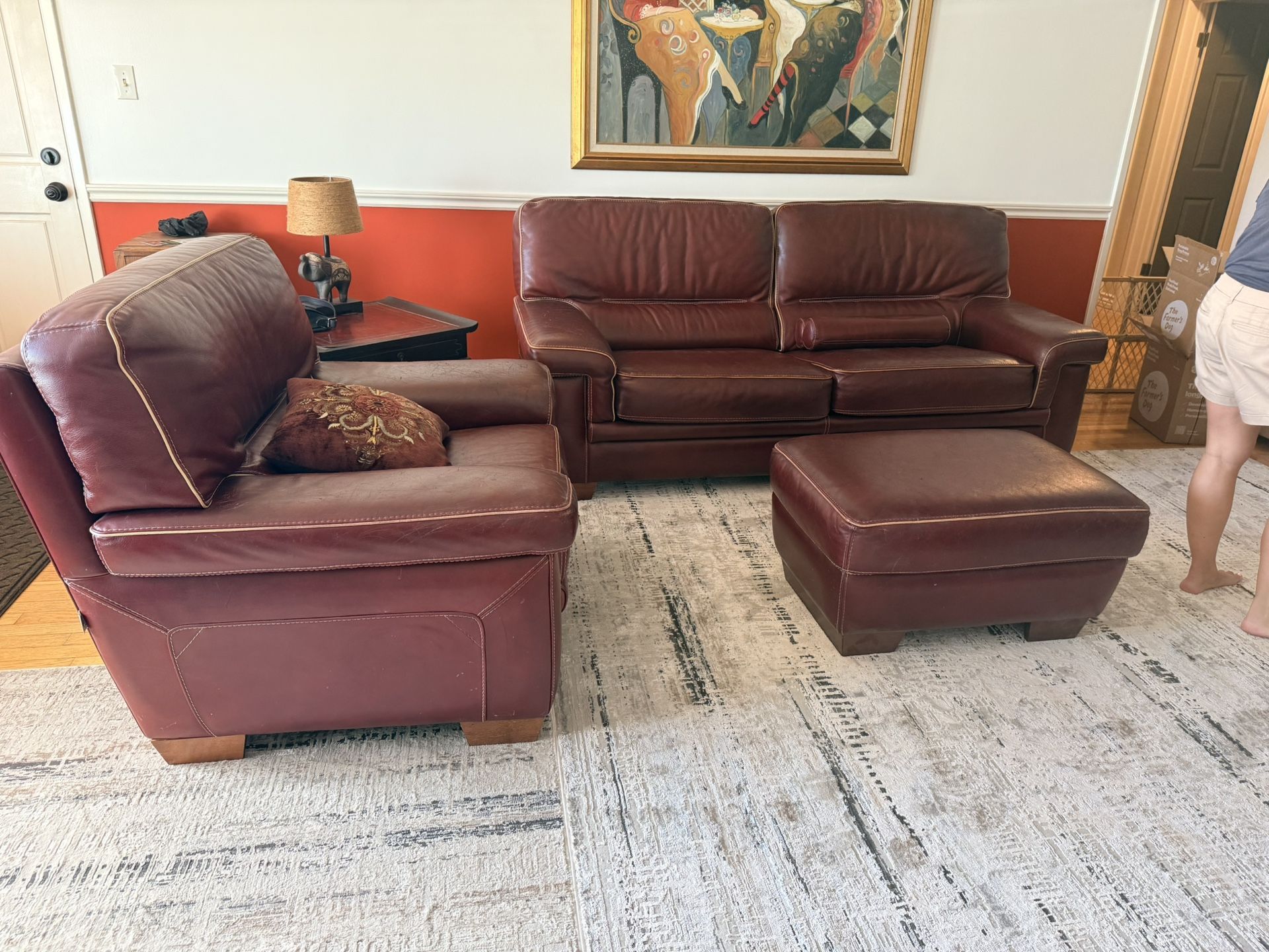 Custom Leather Couch,Chair,Ottoman $750