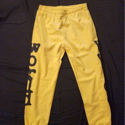 Yellow And Black Sp5der Sweatpants (XL)