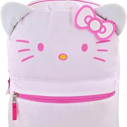 NWT Hello Kitty 16" Kawaii Pink Bow Back to School Backpack with 3D Ears & Bow