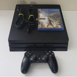 Sony PlayStation 4 PS4 Pro 1TB 4K Console Bundle Controller Cords Game - Tested
