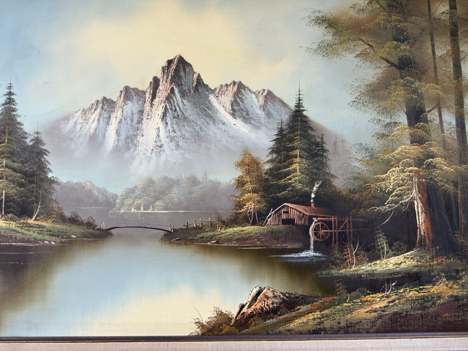 Vintage Framed Oil Painting By Van Bell