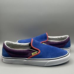 Vans Classic Slip On Blue Orange Casual Shoes - Men’s Size 11 (500714)