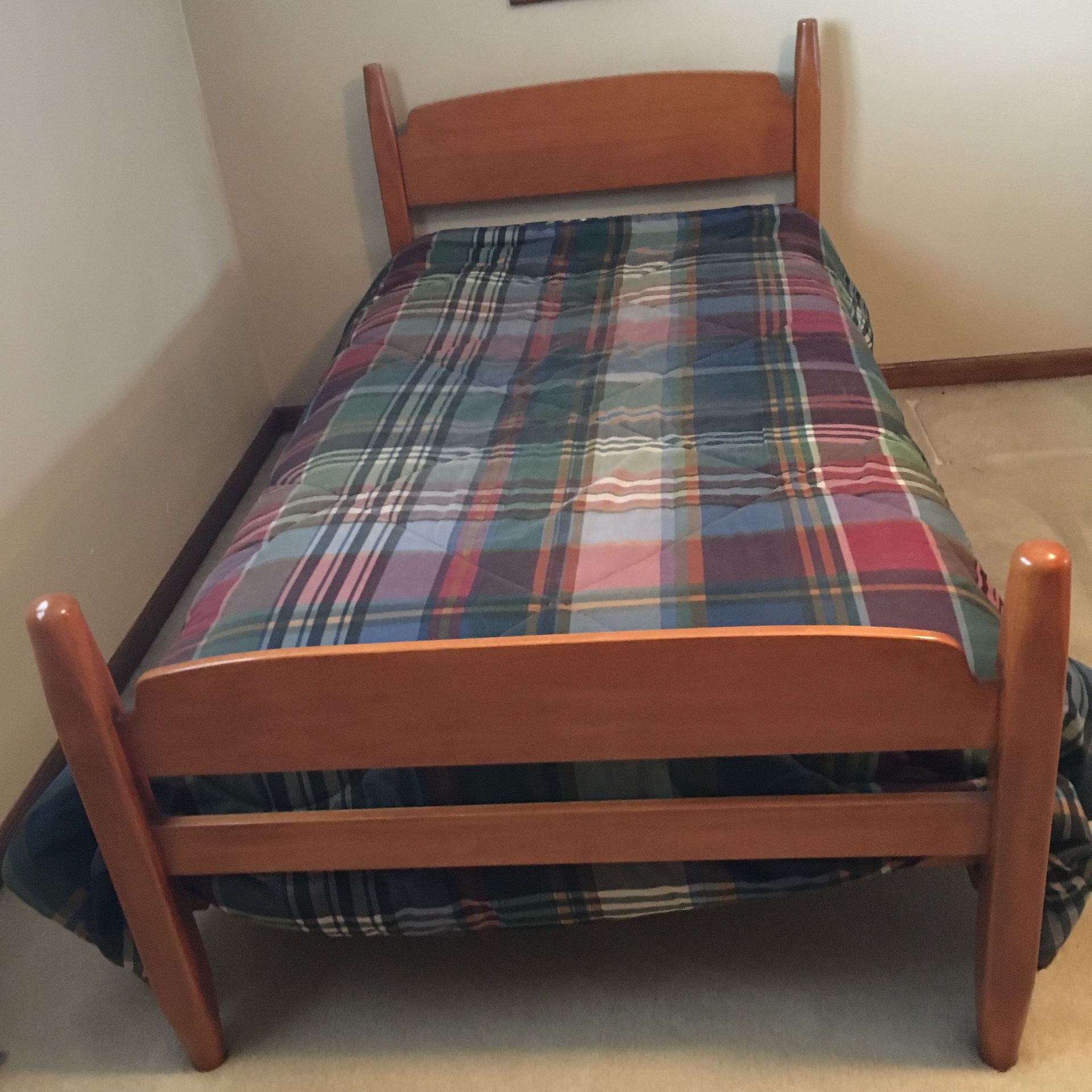 Twin bed frame with headboard and footboard