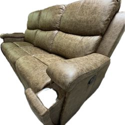 Leather Couch Reclining With Cup Holders 