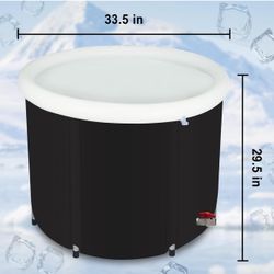 New Ice Bath Tub, Foldable Bathtub for Athletes, Portable Cold Plunge Tub for Cold Water Therapy at Home Outdoor Gym (Black, 90 Gal)