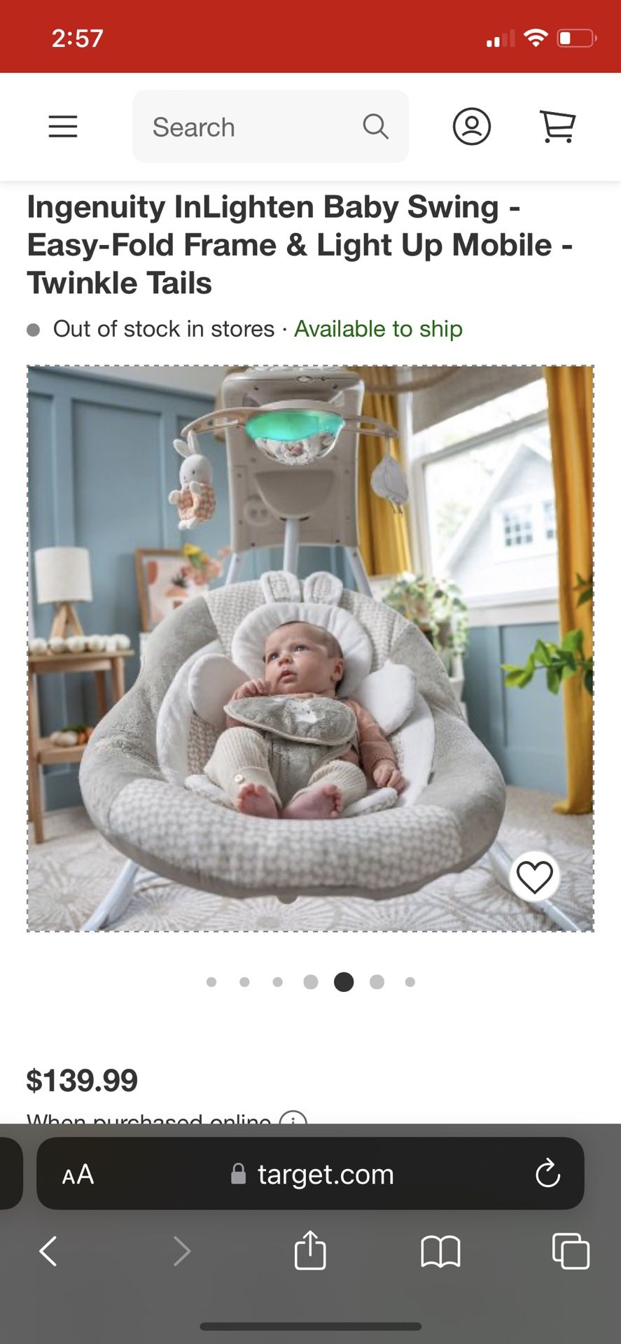 Ingenuity twinkle tails swing online