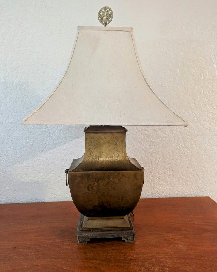 Vintage Brass Chinese Style Lamp Modeled After A James Mont