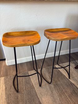 2 wood bar stools - look great
