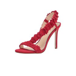 Jessica Simpson Red Floral Open Strap High Heel Dress Sandals | 6M