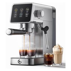 Brand New In The Box- 20 Bar Espresso Machine with LED Touch Screen, Espresso Maker with Self-Cleaning Function & Milk Frother, Compact Cappuccino & L