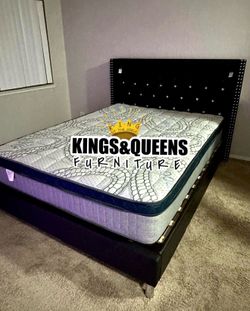 New Queen bed frame with mattress