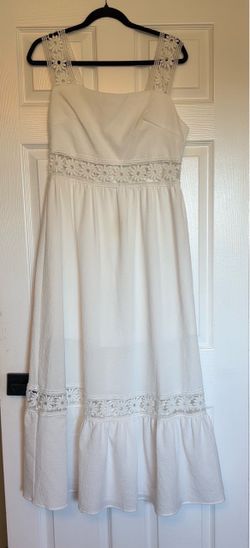 White Maxi Dress with Floral Lace Trim