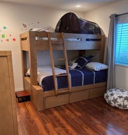 Natural Wood Bunkbed - twin over full