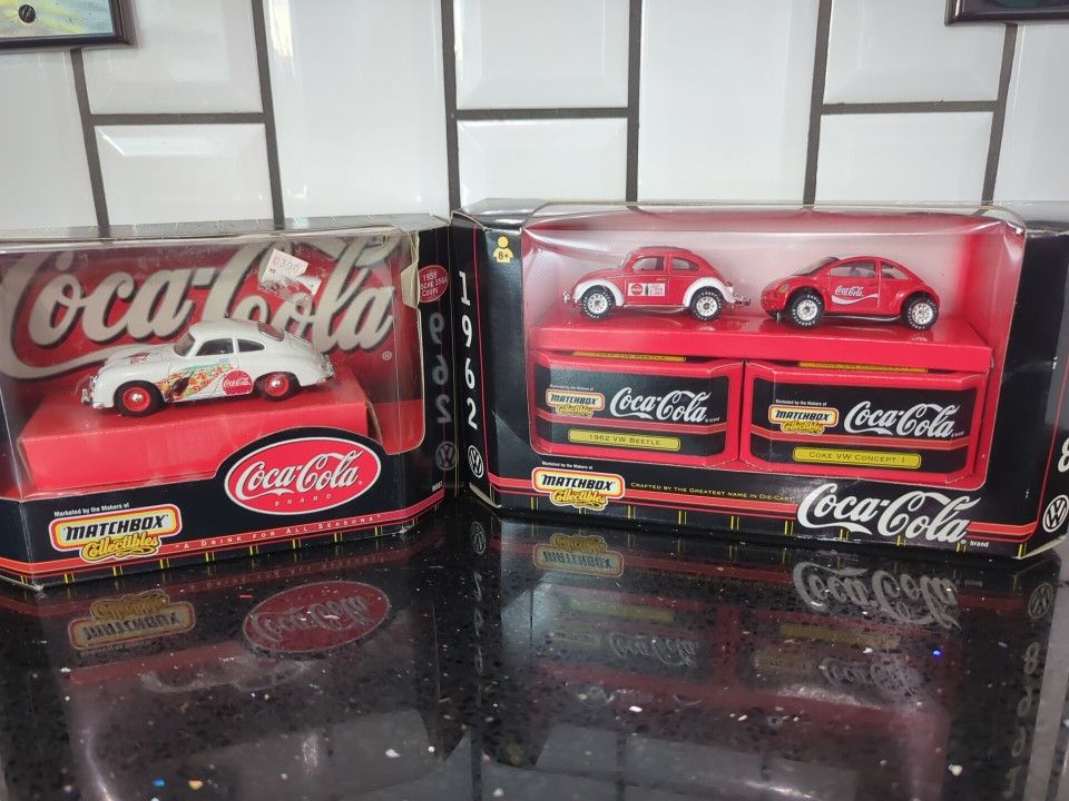 Coca-Cola Matchbox Collectibles 1958 Porsche 356A Coupe 1962 VW Beetle Concept
