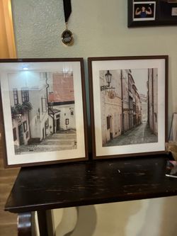 Set of 2 Framed European Street Scene Prints