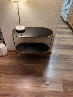 Two-Tier Oval Side Table Gold Frame