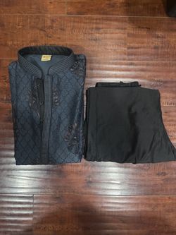 Men's Embroidered Kurta and Pants Set