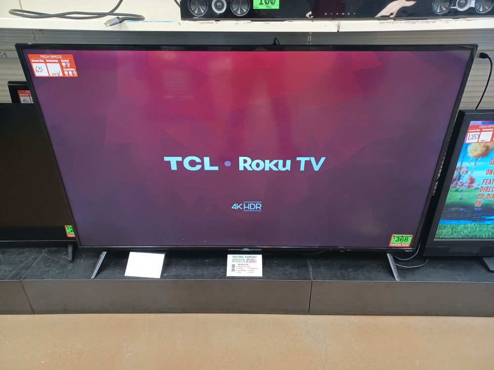 TCL 65" CLASS 4-SERIES 4K UHD HDR ROKU SMART TV - 65S421($368 LAYWAY)