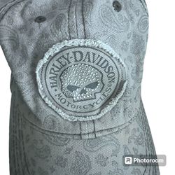 Harley Davidson Womens Logo Gray/Bling Paisley Print Hat Cap Adjustable Strap