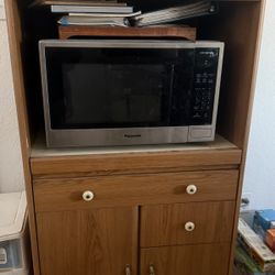 Wooden Microwave Cart with Storage