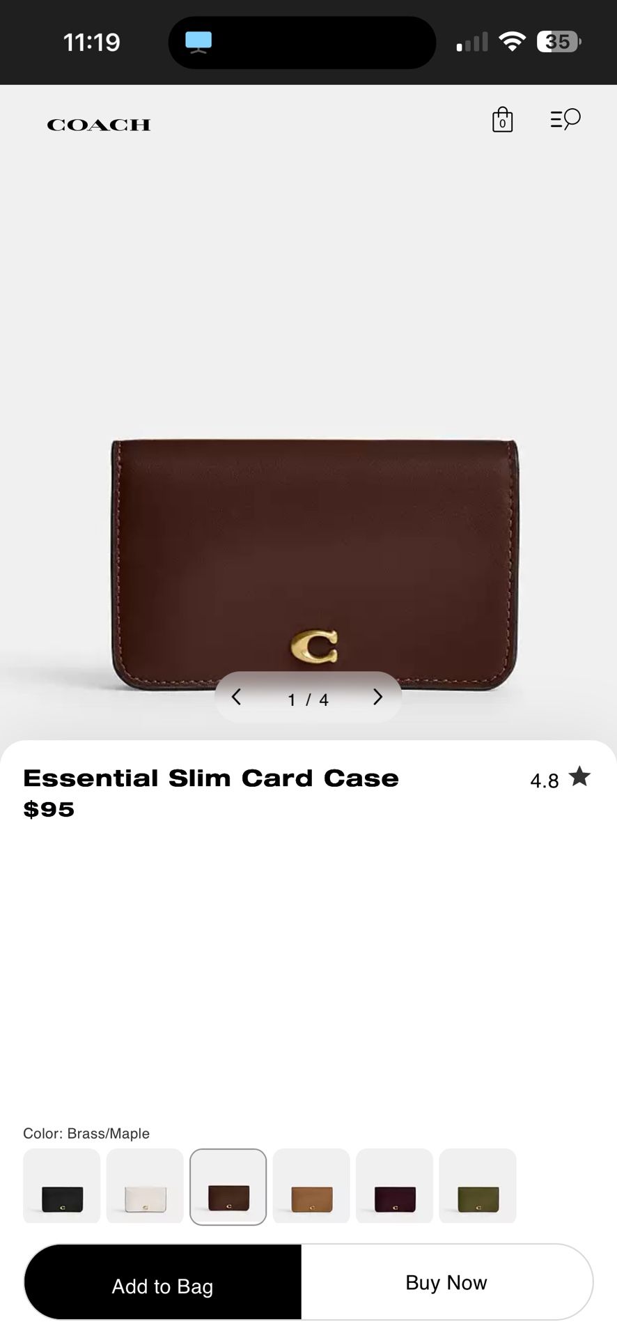 Coach Slim Card Case 