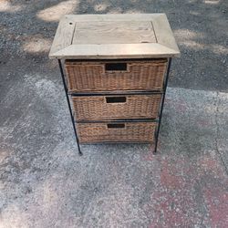 Wicker 3 Drawer End Table Night Stand ...bathroom Cabinet...ect...