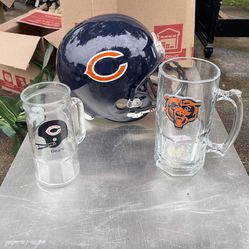 Chicago Bears Helmet n 2 drinking glasses