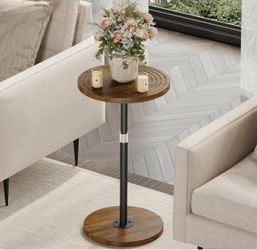 Round Pedestal Side Wood and Metal