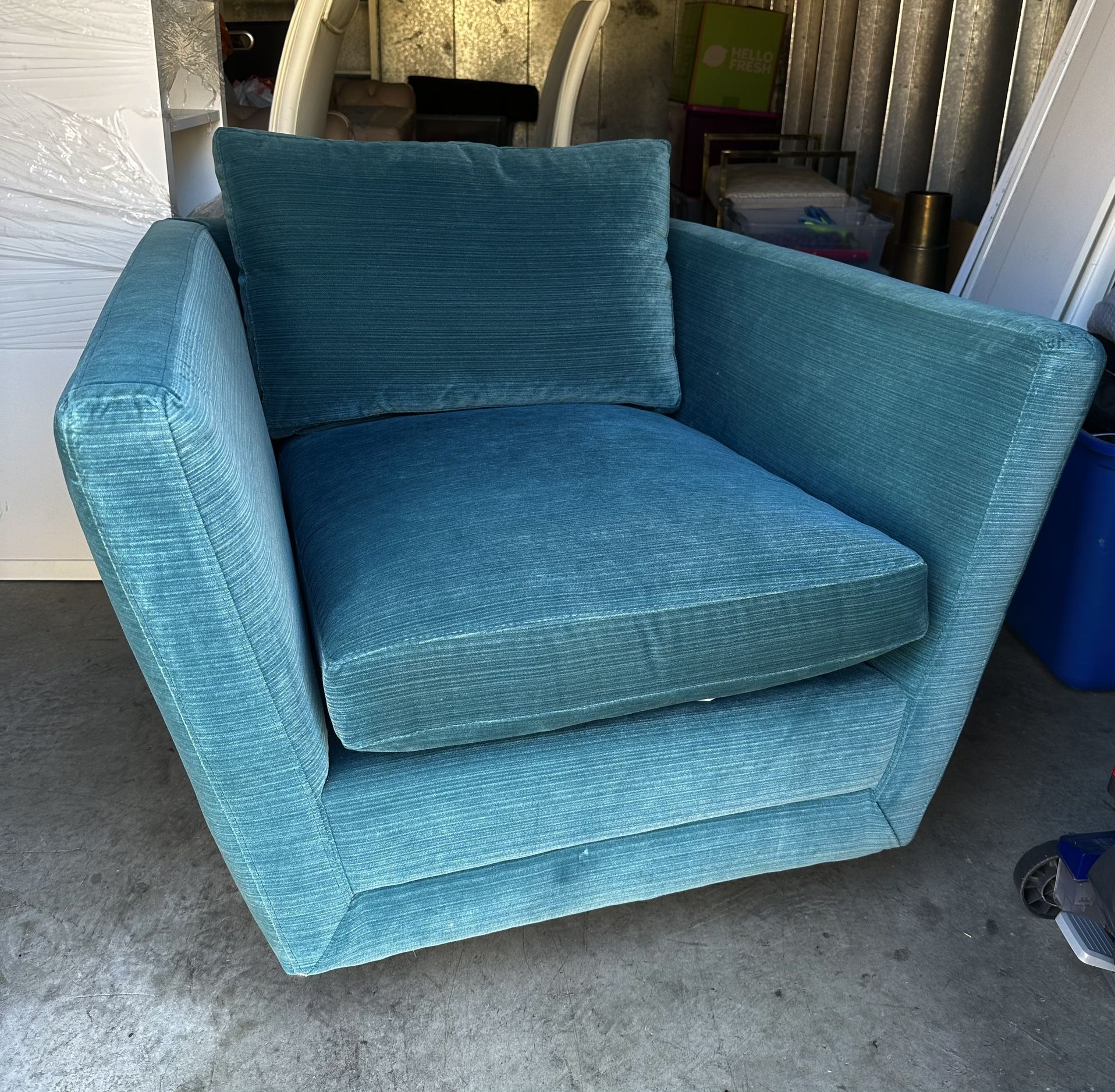 Jonathan Adler SEBASTIAN SWIVEL CHAIR in “Valhalla Aegean” Teal/ Turquoise