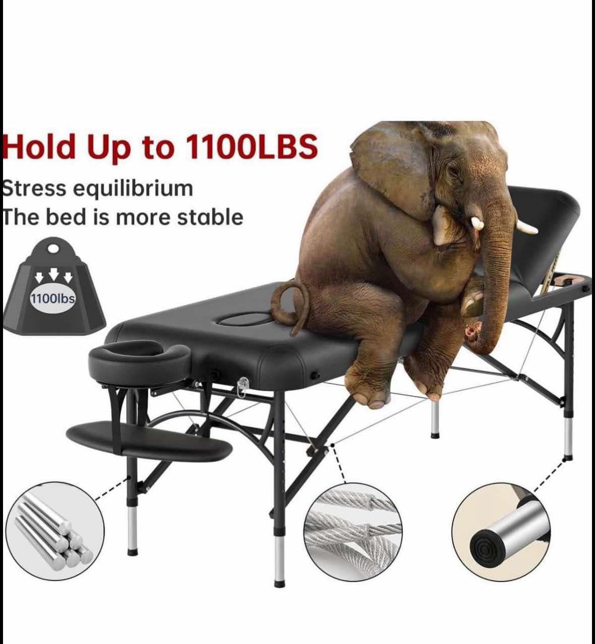 CLORIS 84" Professional Massage Table Portable 3 Fold Memory Foam Aluminium Leg Hold Up to 1100LBS L