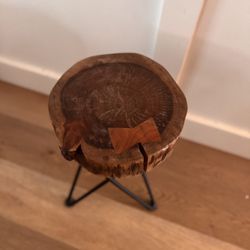 Live Edge MCM Plant Stand Stool