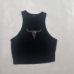 Casual Western Style Cactus Graphic Round Neck Fitted Women Cotton Cami Tank Top