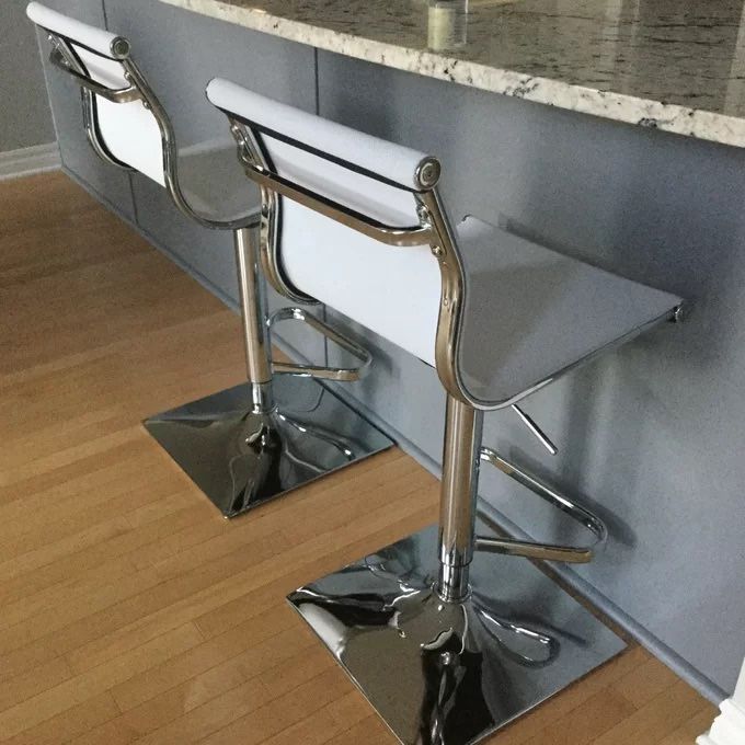 New 2 White Mesh Bar Stools