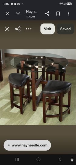 Space-Saving 5-Pc Counter Height Set with Newly Upholstered Stools & Glass Top