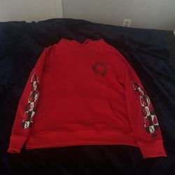 Chrome Hearts Red Graphic Hoodie – Bold Back Print & Sleeve Design