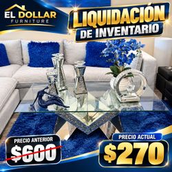 Mirrored Glass Top Coffee Table