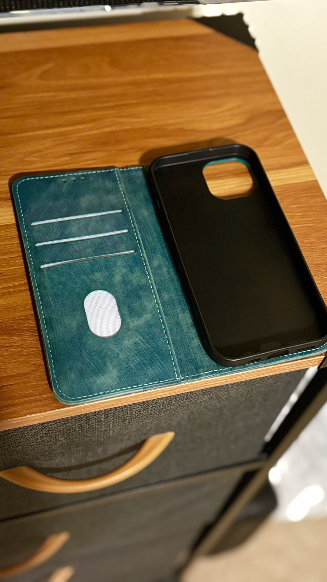 Luxury Leather iPhone 15 Turquoise Wallet Phone Case 