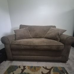 Brown Brushed Cordoroy Loveseat  With Twin Size Pullout Bef