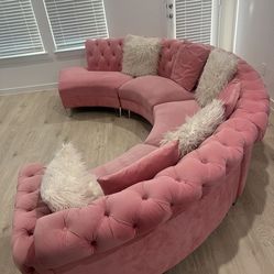 Pink Sofa White Pillows