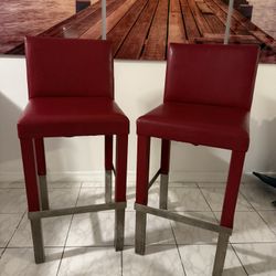 Bar Stools Designer Red Leather 2