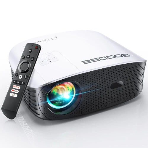 GooDee Smart 4K Projector with 5G WIFI and Bluetooth, Netflix/Amazn Prime Video Certified, Dolby Audio, Outdoor Projector, 400" Zoom Home Theater Proj