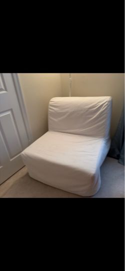 White Fabric Single Fold-Out Chair Bed