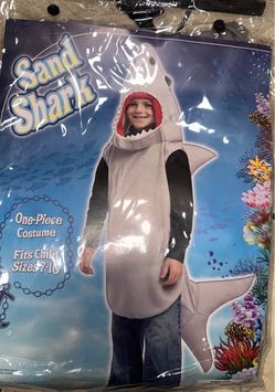 Kids child children sized Halloween shark costume