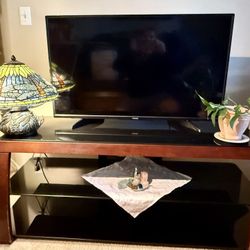 3- Tier Mahogany & Tempered Glass TV stand