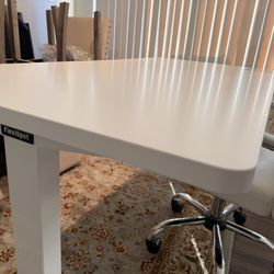 Adjustable Electric Standing Desk + White Office Chair 