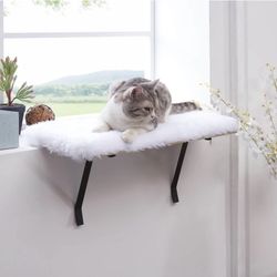 Cat Window Perch （White velvet fabric)