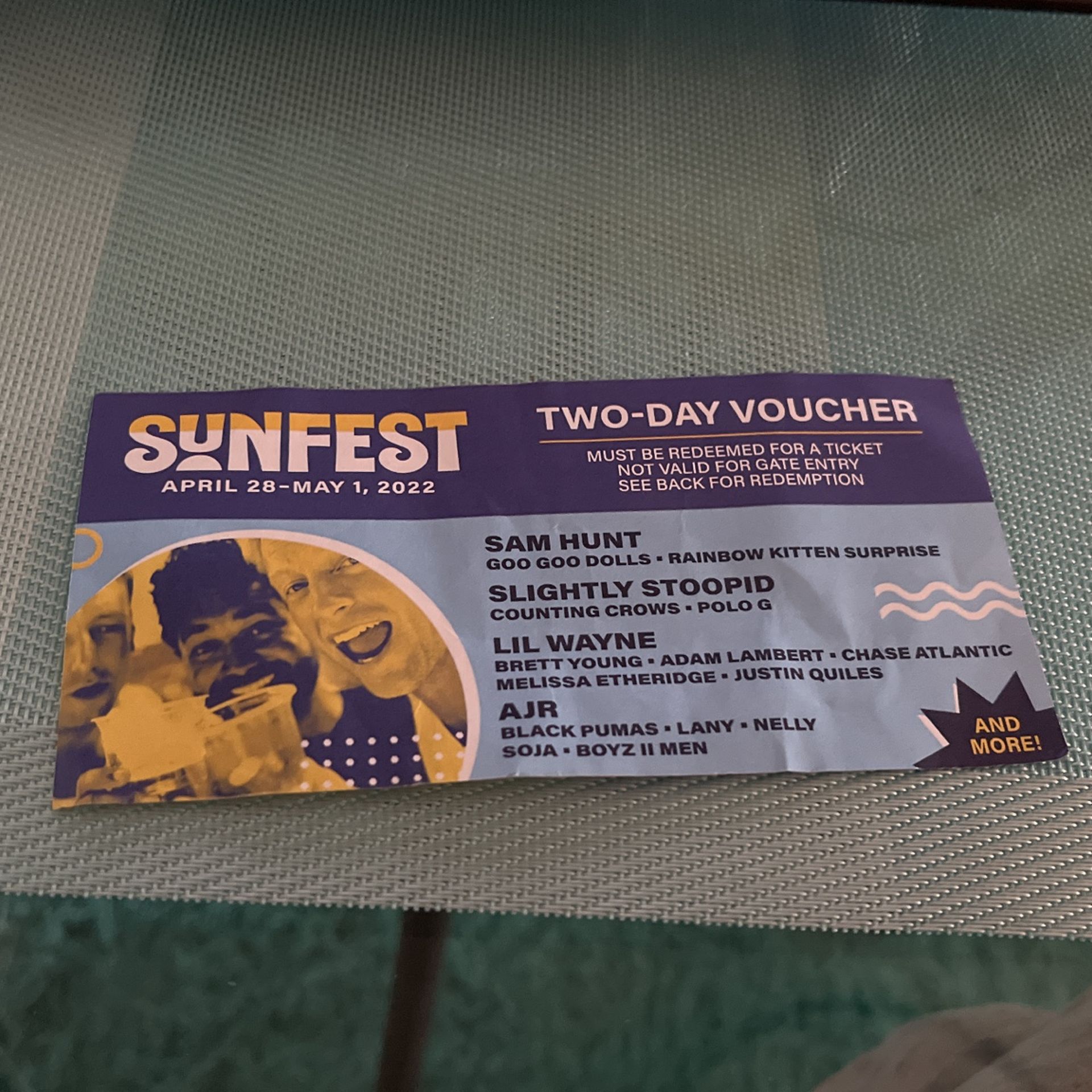 2 Day Pass Sun fest (pick Andy 2 Days)
