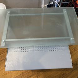 Glass desk With Slide Out keyboard Drawer